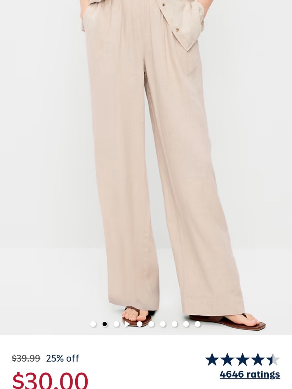 Old Navy Light Beige Wide-Leg Pull-On Pants